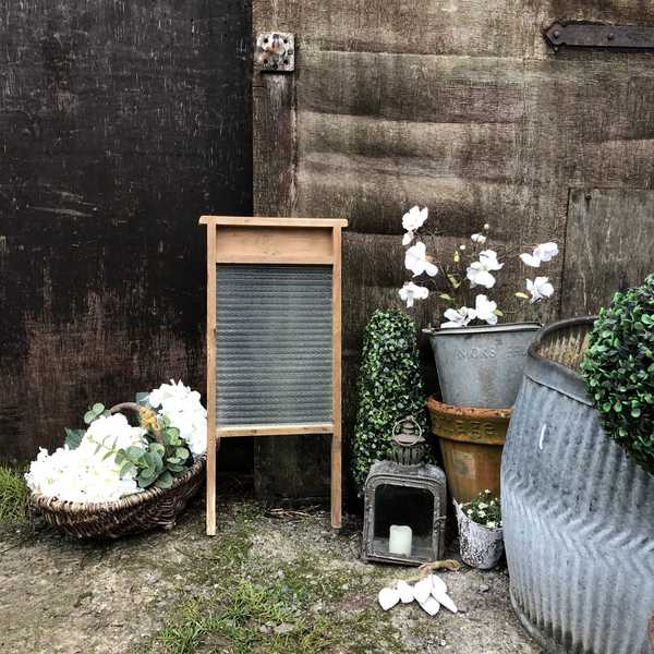 Characterful Vintage Country Farmhouse Pine & Glass Old Washboard - Lots of Patina