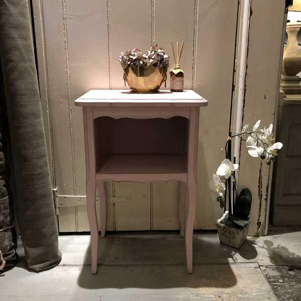 Adorable Pink Hand Painted Vintage French Country Chic Bedside Table / Side Table