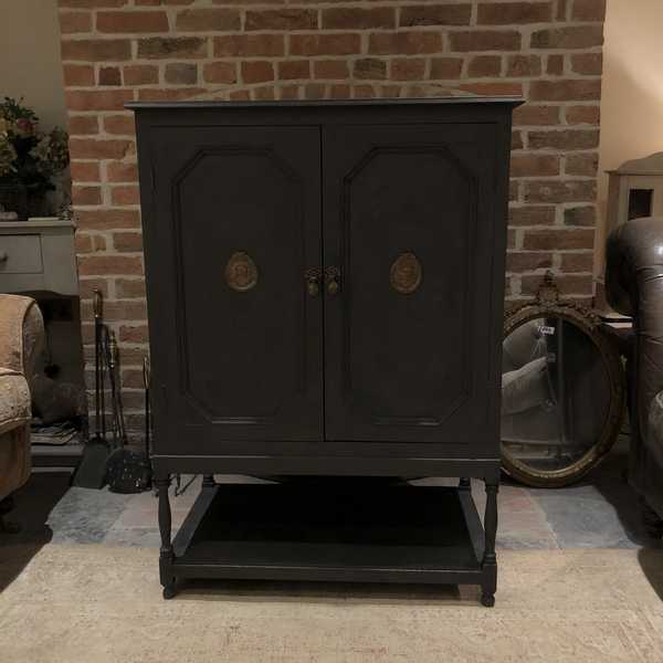 Stunning Baroque Style Black Hand Painted Edwardian Cabinet Cupboard Twisted Legs