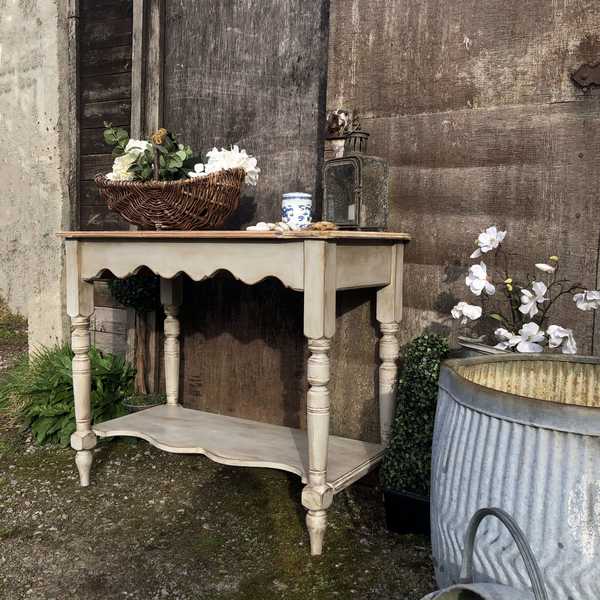 Grey Painted Rustic Country Farmhouse Style Vintage Pine Console Table / Wash Stand