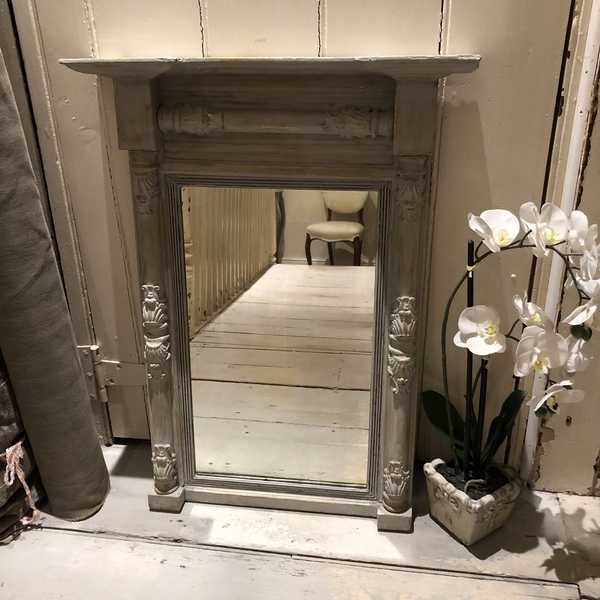 Gustavian Country Style Grey Hand Painted Ornate Gilded Antique Vintage Wall Mirror