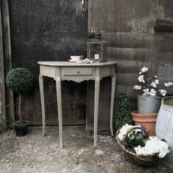 Grey Hand Painted Romantic Gustavian Country Style Vintage Console Table Side Table