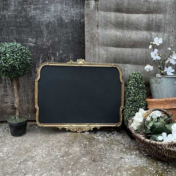 Beautiful Vintage French Rococo Style Wall Blackboard With A Ornate Gold Frame