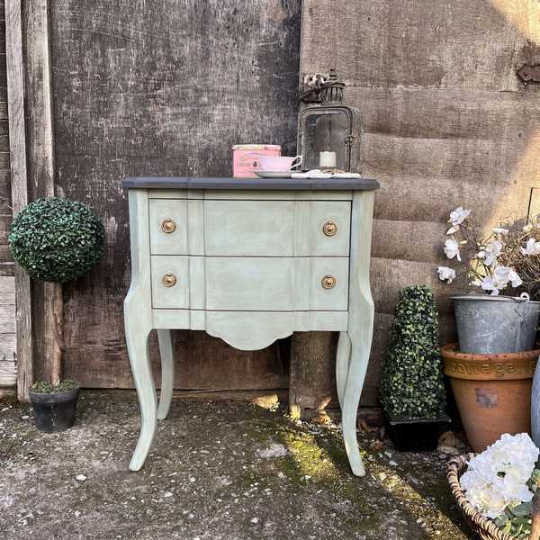 Duck Egg Blue Hand Painted French Country Chic Style Chest of Drawers / Bedside Table