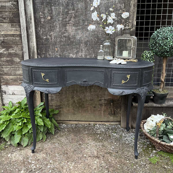 Black Hand Painted French Style Ornate Console Dressing Table Desk Basin Base