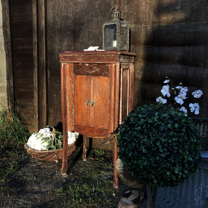 Rustic Tall Vintage 1930s French Country Style Pot Cupboard Bedside Side Table