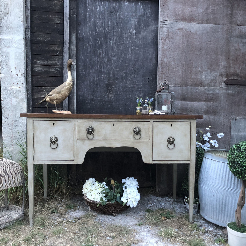 Antique Vintage Grey Regency Style Sideboard / Dressing Table / Desk