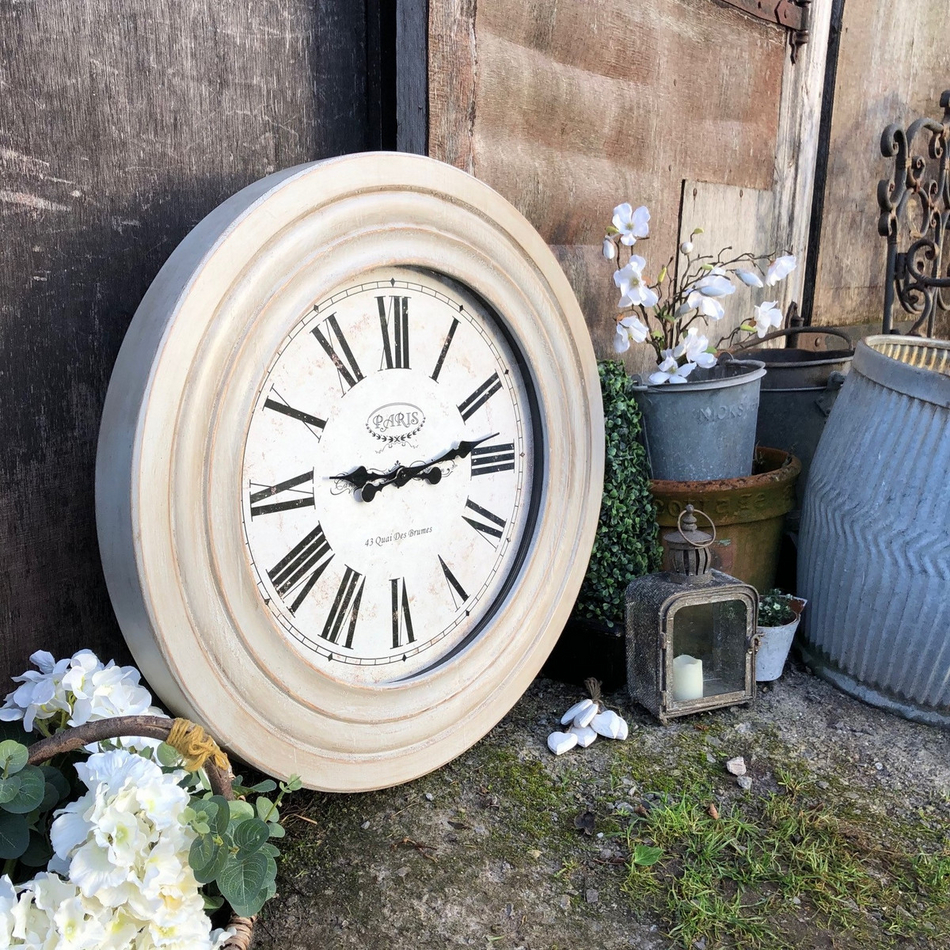 Stunning Large French Country Chic Style Grey Painted Thick Wooden