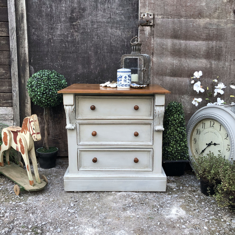 Grey Painted Country Farmhouse Style Vintage Bedside Table Chest Of Drawers Seat Shop Crown Cottage Somerset Antique Vintage Furniture Hand Painted In The Unique Style Best Suited For Each Piece