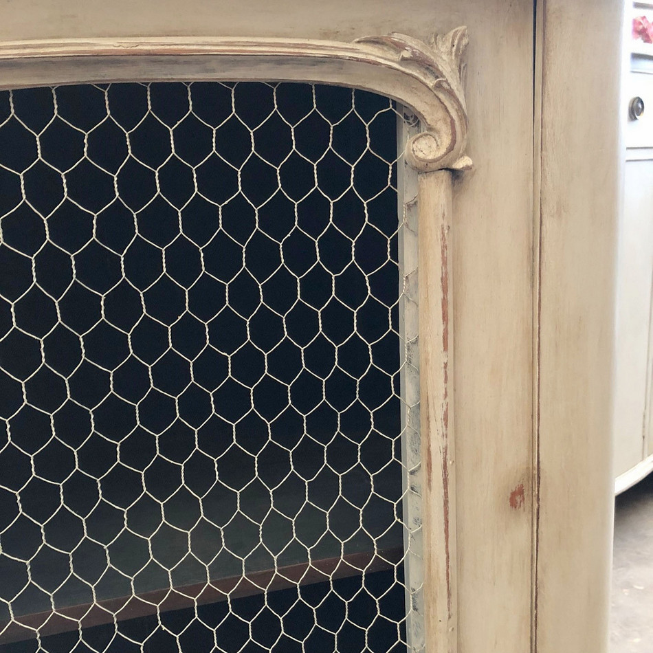 Rustic Antique Grey Painted Ornate Country Style French Side