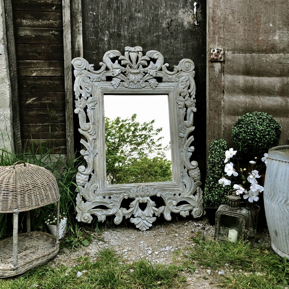 Large Grey Painted Rectangular Ornate Caved French Country Baroque ...

