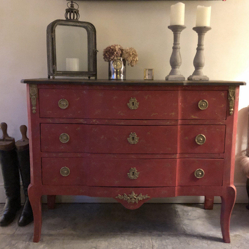 Reserved Red Oriental Chinoiserie Gustavian French Style Vintage
